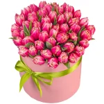 Бокс из 51 пионовидного розового тюльпана